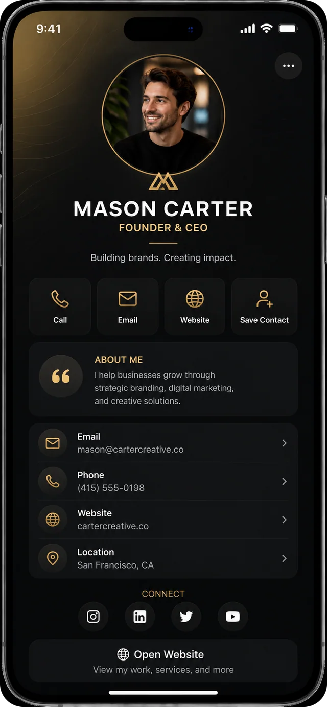 NoPaperCard digital business card displayed on a phone